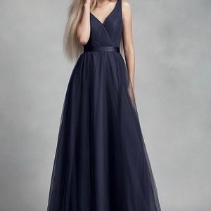 Tulle Surplice Bridesmaid Dress with Lace Back